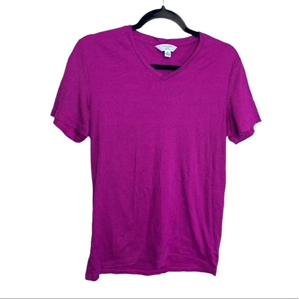 SALE💜 Calvin Klein purple stripe t shirt body fit (A1)